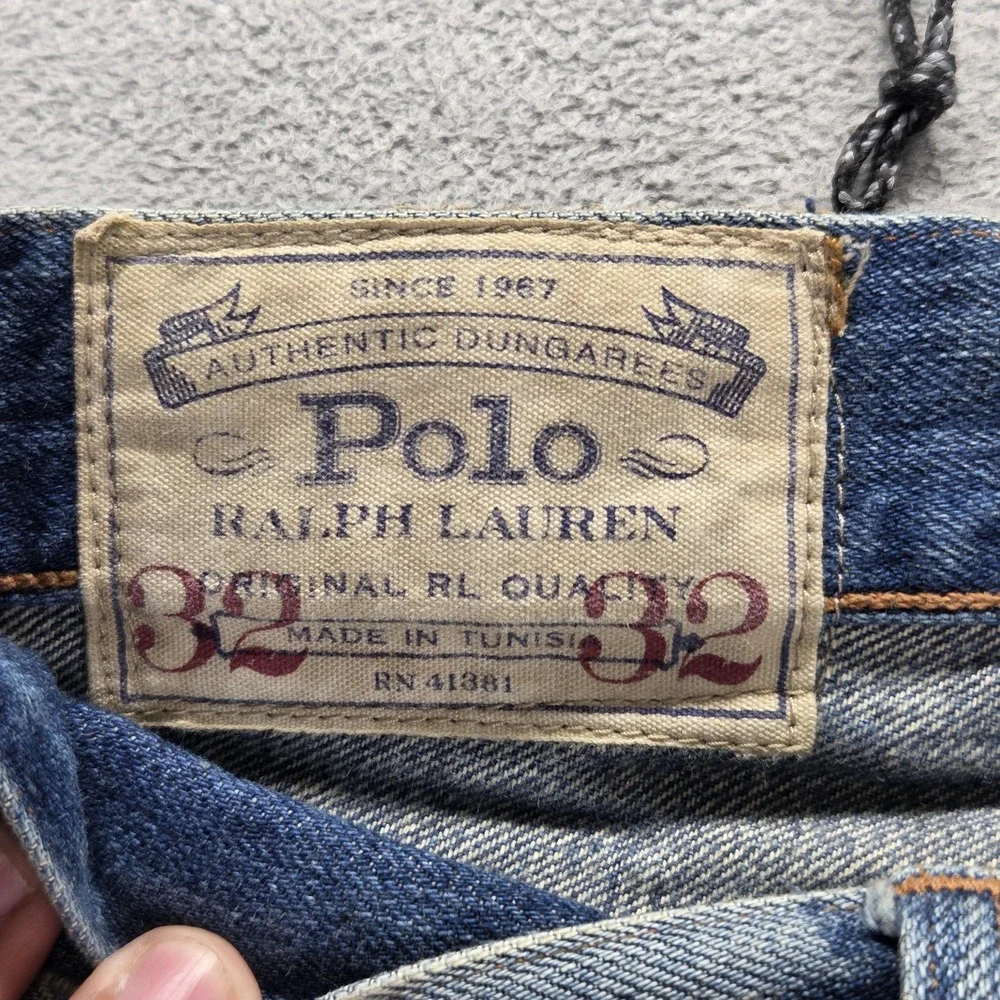 Polo Ralph Lauren Jeans Mens 32x32 Blue Selvedge Slim Straight Zip Fly